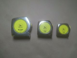 John Deere Vintage Tape Measure Set 25,  16 & 8 Ft Ty3407 Ty3406 Ty3404