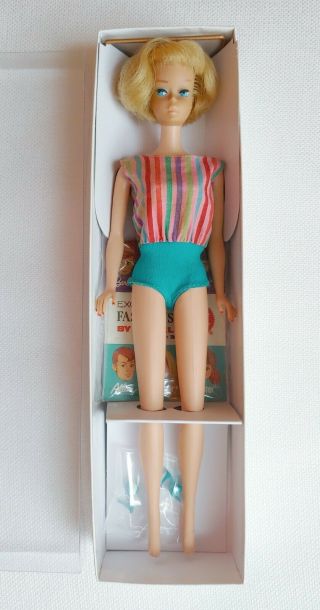 Barbie Vintage American Girl Lt Blonde Body Indented Markings Box