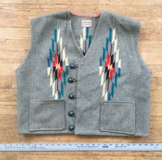 Vtg Gant 1940’s Chimayo Wool Hand Woven Southwestern Mexico Blanket Vest 46