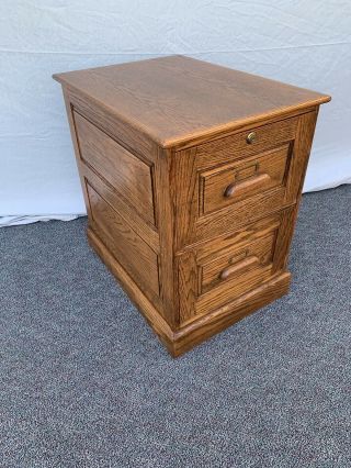 Vintage Oak Wood Raised Panel 2 Drawer File Cabinet Legal And Letter