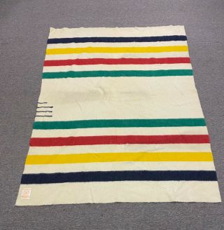 Vintage Hudson Bay 3.  5 Point Wool Trapper Stripe Blanket 83x63 England