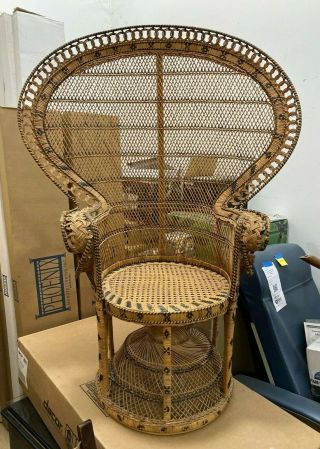 Vintage Wicker Rattan Peacock Chair - Mid Century
