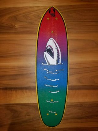 Vintage Hang Ten Fiberglass Skateboard Deck Shark Print 60 