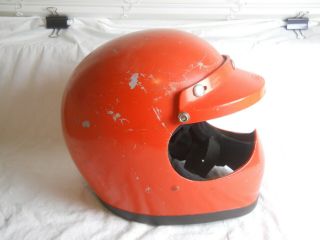 Vintage Bell Moto Star Motorcycle Helmet With Bell Visor,  Orange,  (ds) Av