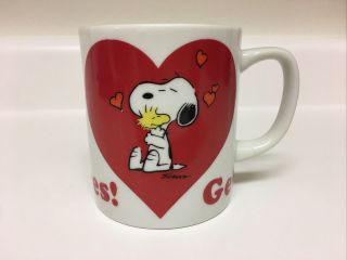 Vintage Mug Snoopy And Woodstock Gee,  Somebody Cares Heart United Feature Syndi