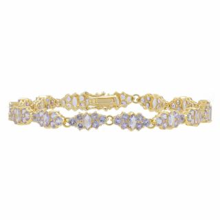 Ladies Vintage Estate 14k Yellow Gold Lavender Cz Gemstone Bracelet - 7.  5 Inches