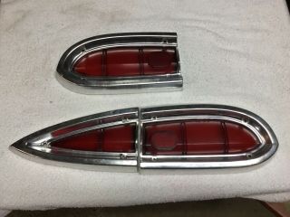 1959 Chevy El Camino - Wagon Tail Light Bezels And Lens.  Oem.