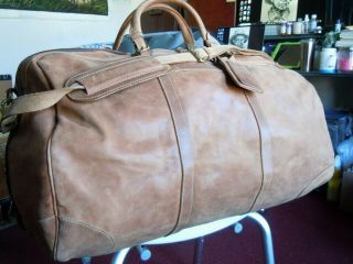 Vtg Mulholland Brothers Weekender Travel Large Brown Leather Duffle Bag