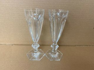 Set Of 2 Vintage French Baccarat Crystal Harcourt Champagne Flute 1970’s 7 " Pair