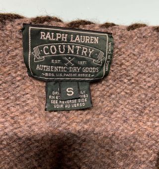 Vtg ‘89 Ralph Lauren Polo Country Native American Indian Wool Cardigan Vest S 2