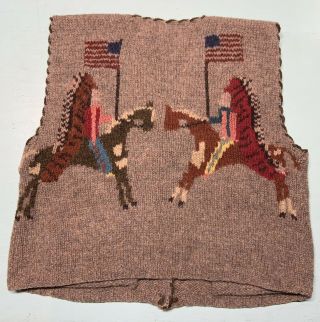 Vtg ‘89 Ralph Lauren Polo Country Native American Indian Wool Cardigan Vest S 4