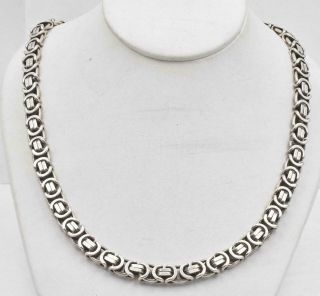 Vintage Sterling Silver Italy Pgda Design Heavy Link Necklace Chain 112.  4 Grams