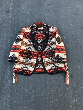 Vintage Pendleton Knockabouts Southwestern Aztec Wool Blanket Jacket Navajo