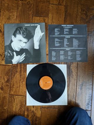 Rare Vinyl Lp David Bowie Heroes 1977 1st Press? Rca Victor Pl 12522,  Insert