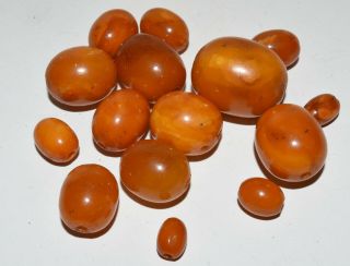 Vintage Egg Yoke Amber Loose Beads For Repair Or Restringing Grams 23.  8