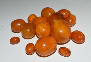 Vintage Egg Yoke Amber Loose Beads For Repair or Restringing grams 23.  8 2