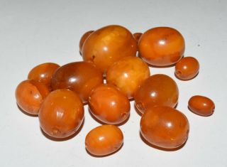 Vintage Egg Yoke Amber Loose Beads For Repair or Restringing grams 23.  8 3
