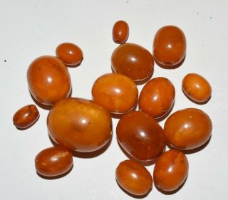 Vintage Egg Yoke Amber Loose Beads For Repair or Restringing grams 23.  8 5