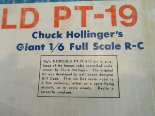 Vintage R/C Giant 1/6 Scale Model Fairchild PT - 19 Plane Kit Chuck Hollinger ' s 3