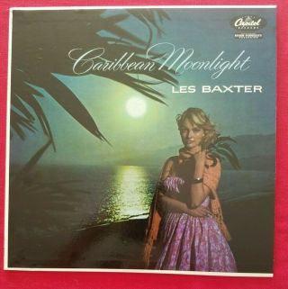 Vintage Nm Lp Les Baxter " Caribbean Moonlight " Capitol Records Hi Fi T733