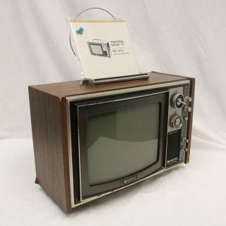 Vintage Gaming Sony Trinitron Kv 1212 Crt 12” Color Tv Wood Case