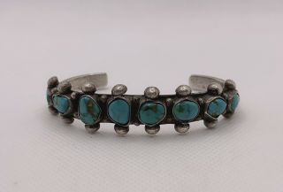 Vtg Native American Navajo Sterling Silver & Turquoise Cuff Bracelet 36g Y38