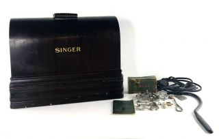 Vintage 1930’s Singer Sewing Machine Wood Storage Box Case Accessories