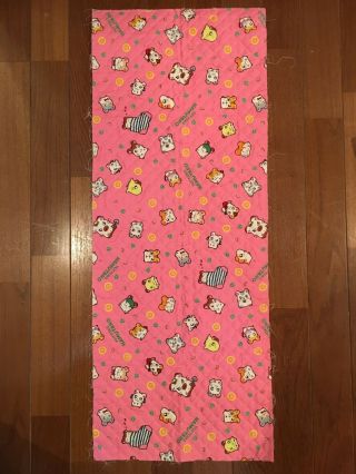 Japanese Antique Tottoko Hamtaro Quilting Picture Pink Cotton Fabric 34×87cm