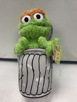Sesame Street Oscar The Grouch In Garbage Can 16 " Plush Nanco 2003