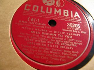 1935 Billie Holiday I Wished On The Moon / Miss Brown To You Teddy Wilson Or 78