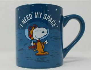 Peanuts Snoopy,  Astronaut,  I Need My Space,  Blue Ceramic Mug Cup 14 Oz