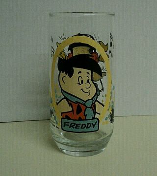 Vtg.  1986 Pizza Hut The Flintstone Kids Glass Tumbler - Freddy Fred Auct 3678