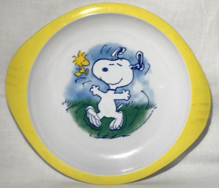 Peanuts Snoopy Plate Bowl Kids Dish Charlie Brown Dog Woodstock Dinner Snack