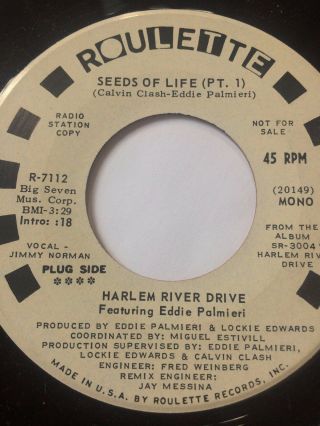 Latin Soul Funk Promo 45/ Harlem River Drive " Seeds Of Life " Hear