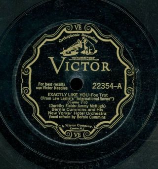 78tk - Jazz - Victor 22354 - Bernie Cummins & Orch.  - (exactly Like U/on The Sunny Side)
