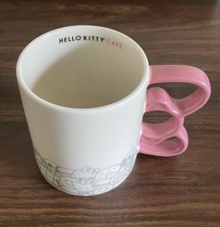 Hello Kitty Cafe Exclusive Pink Bow Handle Ceramic 12 Oz Mug 2017 Sanrio Cracked