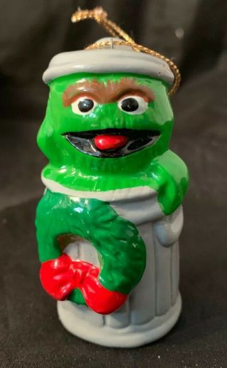 Vtg Sesame Street Christmas Ornaments Ceramic Grouch 1980s Muppets Inc.