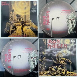 Iron Maiden Running / Sanctuary 12 " Double Ex/ex Emi 1990 Irn1 W/sticker
