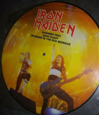 Iron Maiden - Running,  Sanctuary - 12 " Picture Disc - Uk Import - 1985 Rare