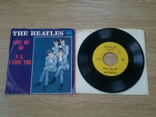 The Beatles Tollie 45 Record Love Me Do / P.  S.  I Love You Picture Sleeve 1964