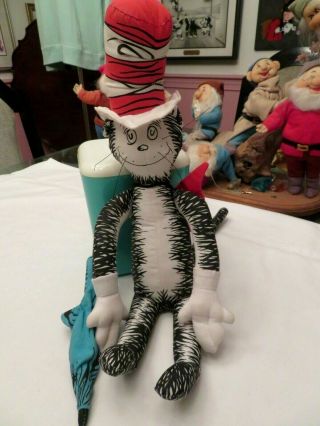 Rare Random House Dr.  Seuss Cat In The Hat With Blue Umbrella,  Whiskers 1994