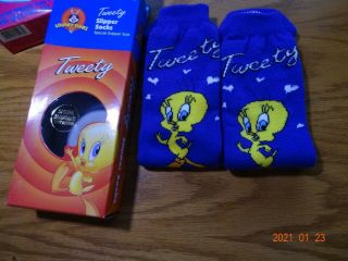 Looney Tunes Tweety Blue Slipper Socks Adult One Size Fits All NIB 1996 2