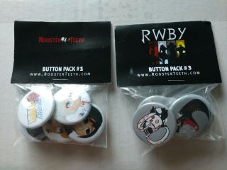 Official Rooster Teeth Rwby Button Pack 1 And 3