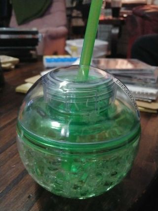 Freezer Gel Ball Cup With Lid And Straw - Green