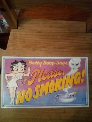 1991 Betty Boop No Smoking Tin Sign