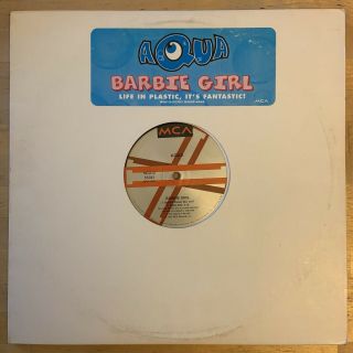 Aqua - Barbie Girl - 12” Vinyl Record Mca 1997 Rare Near With Hype Sticker