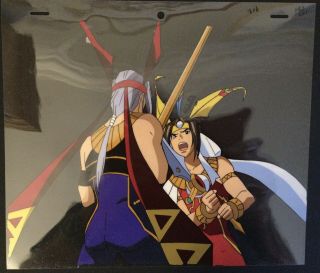 Nazca Animation Cel With Pencil Drawings (douga).  Fighting Warriors