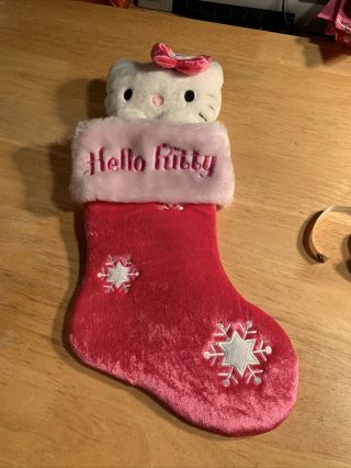 Hello Kitty Sanrio Pink White Holiday Christmas Stocking Bow Snowflake