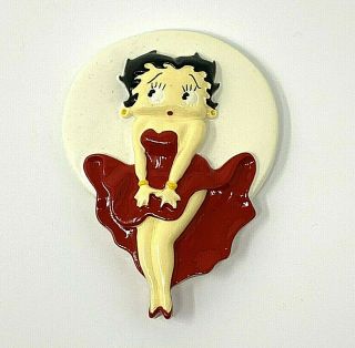 Betty Boop Resin Magnet Marilyn Monroe Pose Red Dress Vintage1995 With Tag 3.  25 "