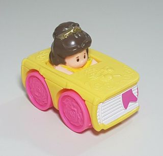 Fisher Price Little People Wheelies Princess Belle In A Yellow Car Rare